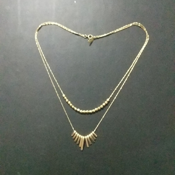 18K Gold Plated Multi Strand Layered Beaded Drop Statement Necklace - Picture 1 of 3